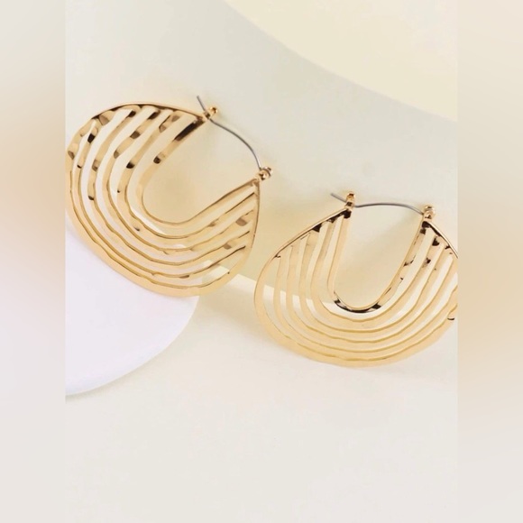 New Anthropologie Cutout Tier Geometric Hoop Earrings - Picture 8 of 10